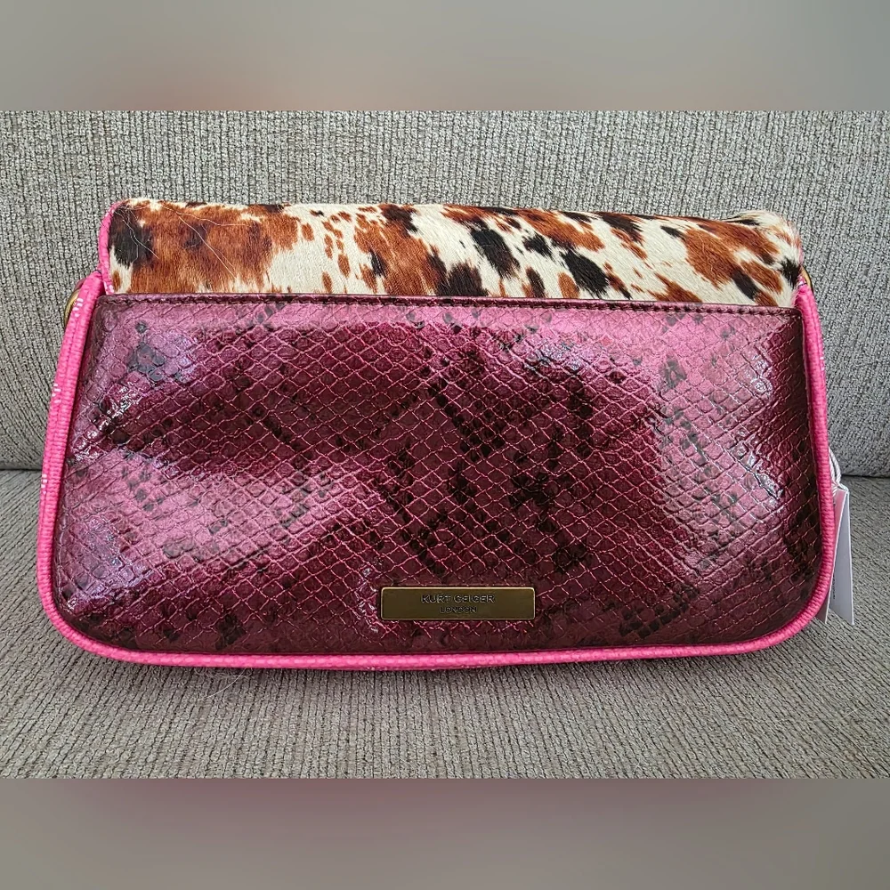 Kurt Geiger Wild Animal Print Leather & Calf Hair Shoulder Bag - New With Tags - Picture 9 of 15